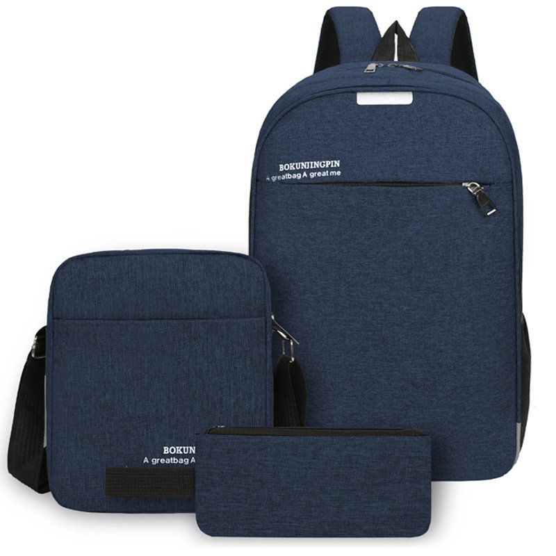 Backpack three piece set casual male and female same type student bag laptop backpack