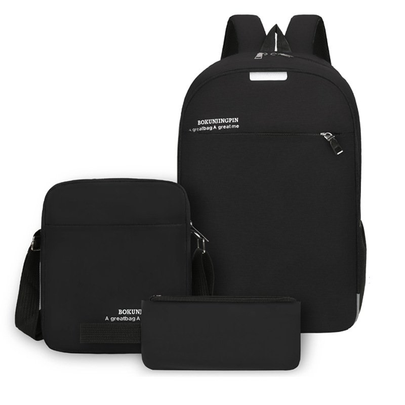 Backpack three piece set casual male and female same type student bag laptop backpack