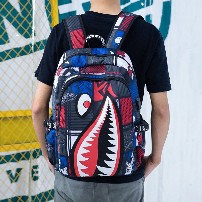 Custom Designer men Backpacks Outdoor Waterproof Laptop School Travel shark Backpack bags