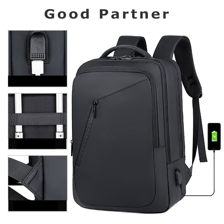 Anti-theft USB Charging Men Briefcase Notebook Bags Laptop Backpack Waterproof Bag PURE Polyester Flat Packaging Male Nylon