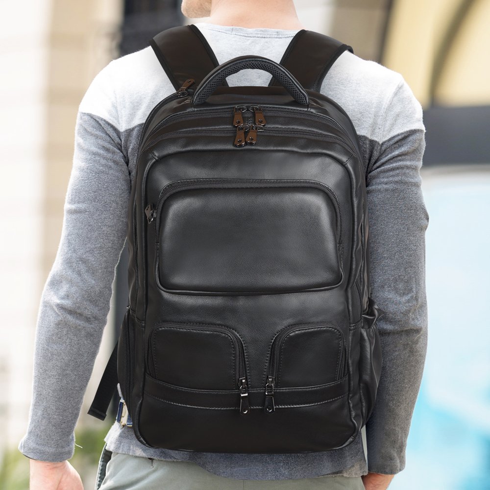 Fashion Style Design Customized High Quality Men Laptop Bag Full Grain Cow Hide Genuine Leather Laptop Backpack for Men