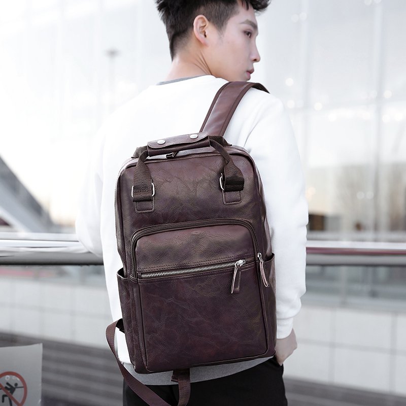 2020 England style classic design high quality 17 inches multi-function waterproof PU leather school laptop backpack bag