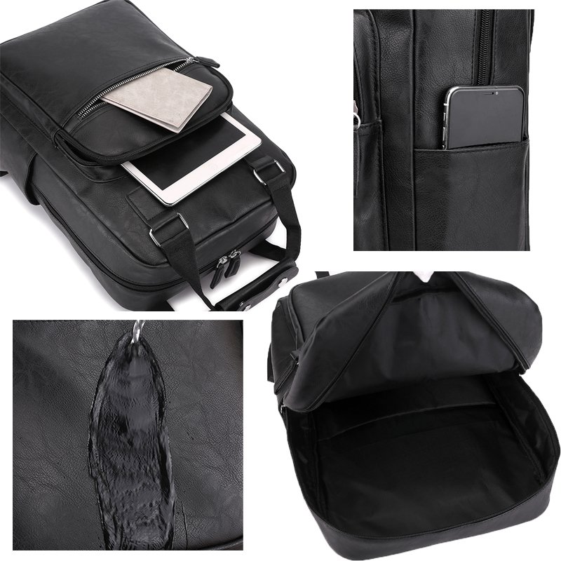 2020 England style classic design high quality 17 inches multi-function waterproof PU leather school laptop backpack bag