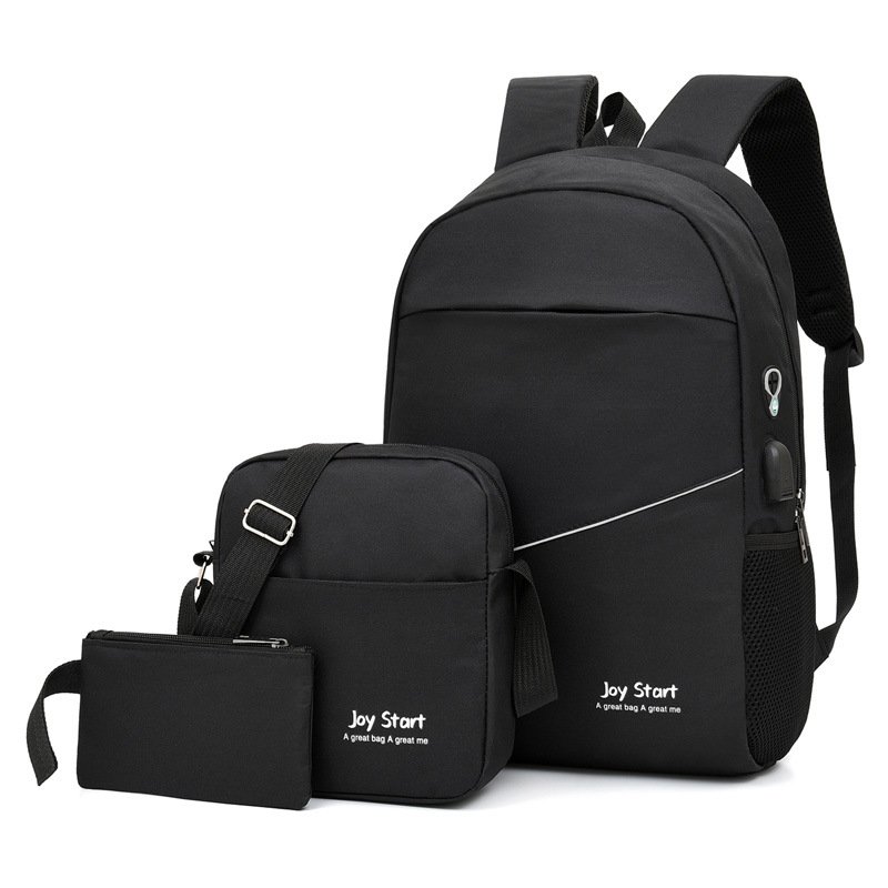Custom Design Oxford Female Large Capacity men's Shoulder Bags Rucksack USB Charging Youth Backpack Set