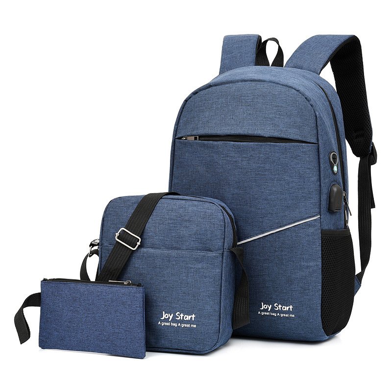 Custom Design Oxford Female Large Capacity men's Shoulder Bags Rucksack USB Charging Youth Backpack Set