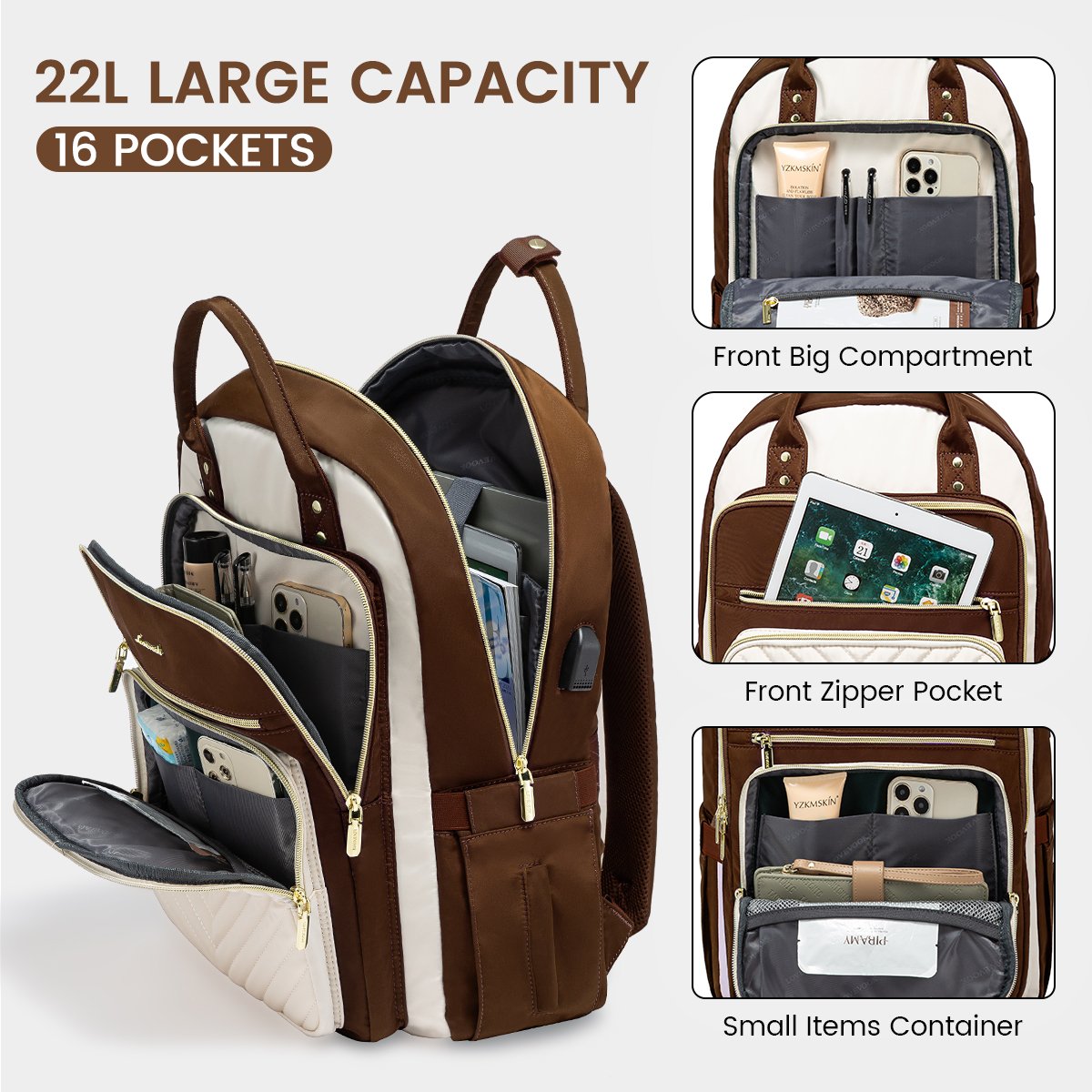 LOVEVOOK 15.6 Inch Laptop Backpack for Women Large Capacity Work Back pack Purse Waterproof Travel Day Pack for Teacher Nurse
