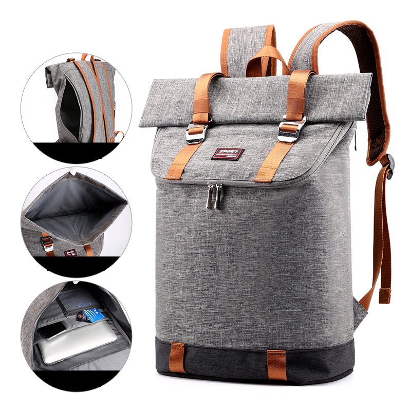 Large Capacity Laptop Computer Traveling Backpack Waterproof Oxford Roll Top Rucksack