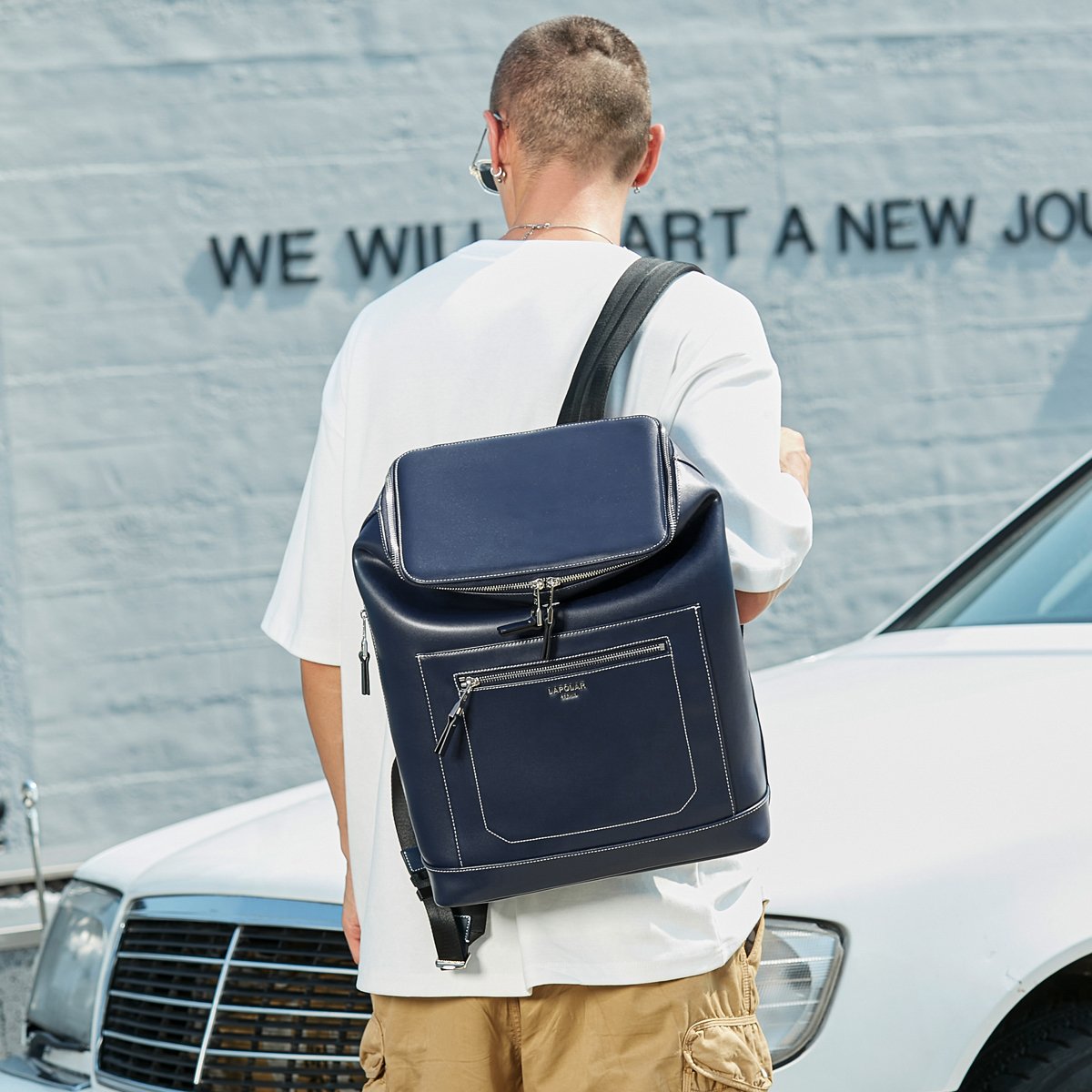 LAPOLAR Custom Wholesale Large Capacity Business Travel Laptop Backpack, 15.6 inch Computer Bag Flap Backpack