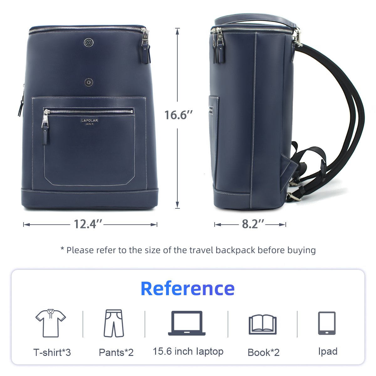 LAPOLAR Custom Wholesale Large Capacity Business Travel Laptop Backpack, 15.6 inch Computer Bag Flap Backpack