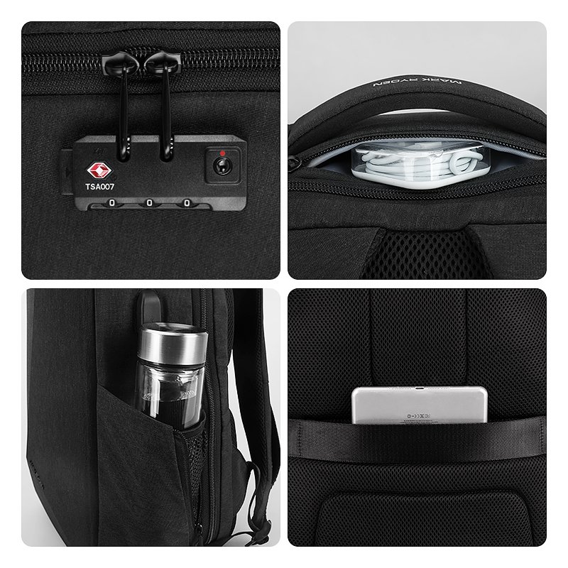 Mark Ryden USB charging laptop backpack bag Emergency raincoat design business backpack MR9405YY_00