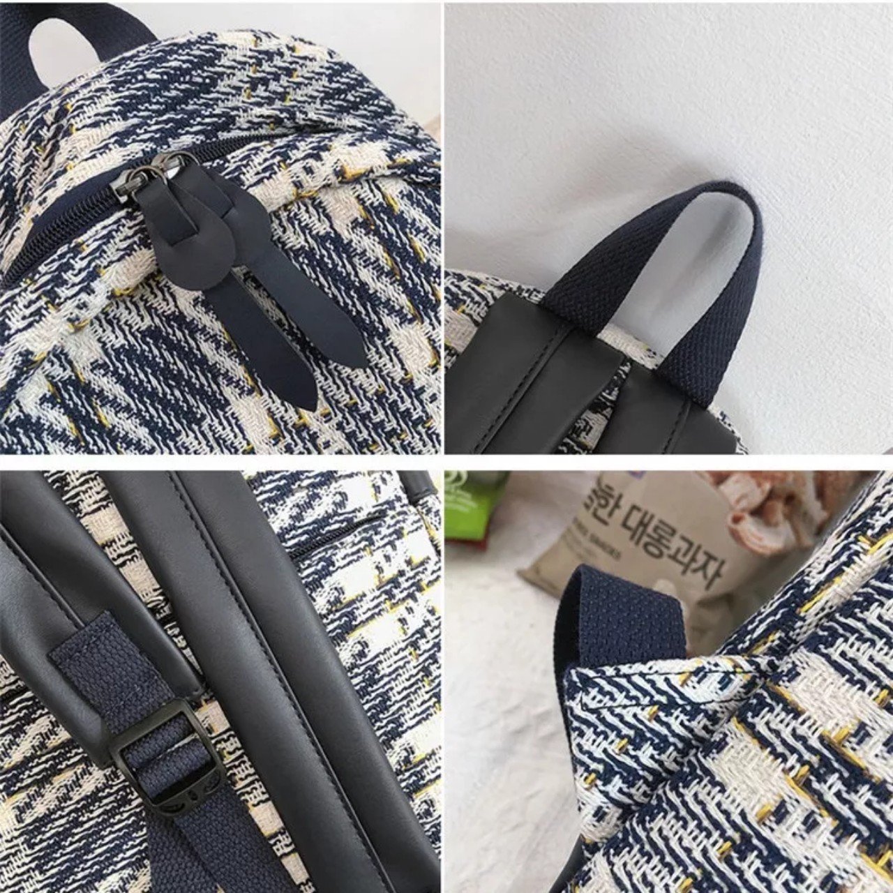 ODM OEM Checker texture grid lady mini backpack for woman hot trend waterproof and Anti-Theft feature wholesale