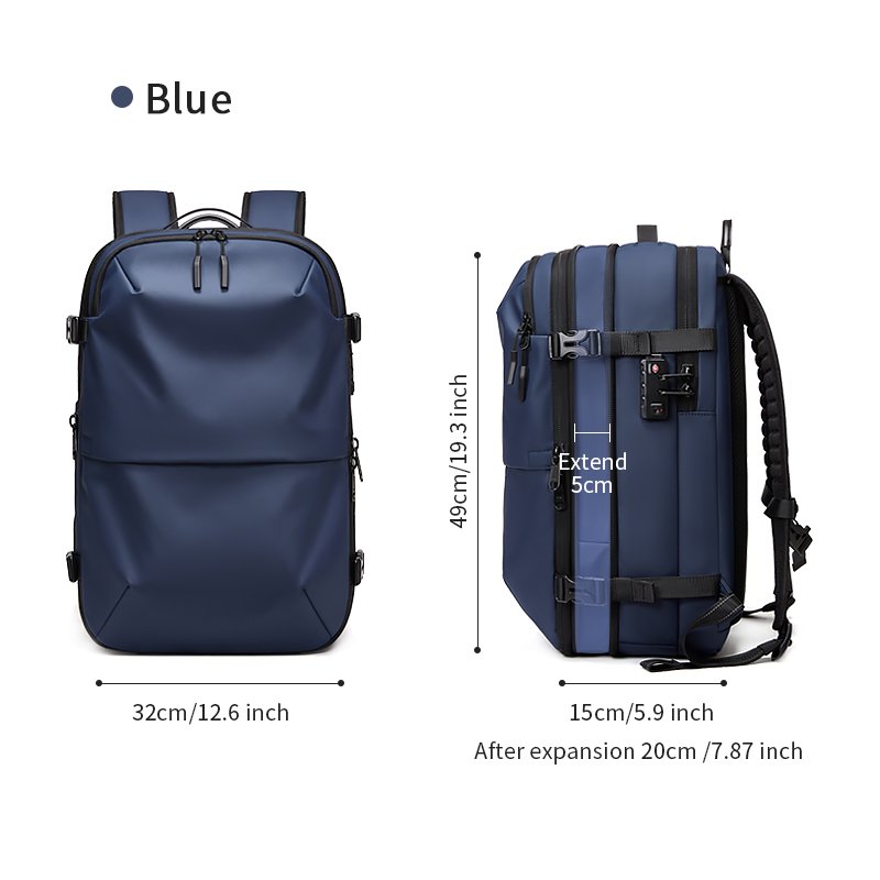 Large Capacity Custom Vacuum Compression Waterproof Laptop Backpack Men Business Style Strap USB Travel Essentials Backpacking