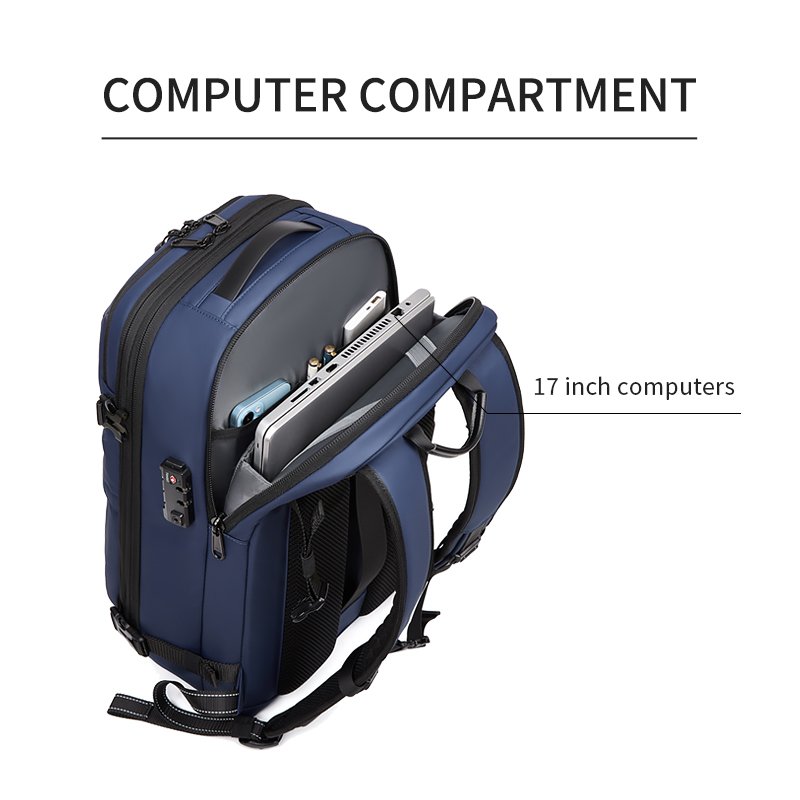 Large Capacity Custom Vacuum Compression Waterproof Laptop Backpack Men Business Style Strap USB Travel Essentials Backpacking