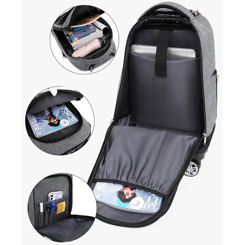 College Wheeled Backpack for Women Men Roller School Backpack Travel Laptop Backpack for Girls Boys Adults Polyester Trolley Bag
