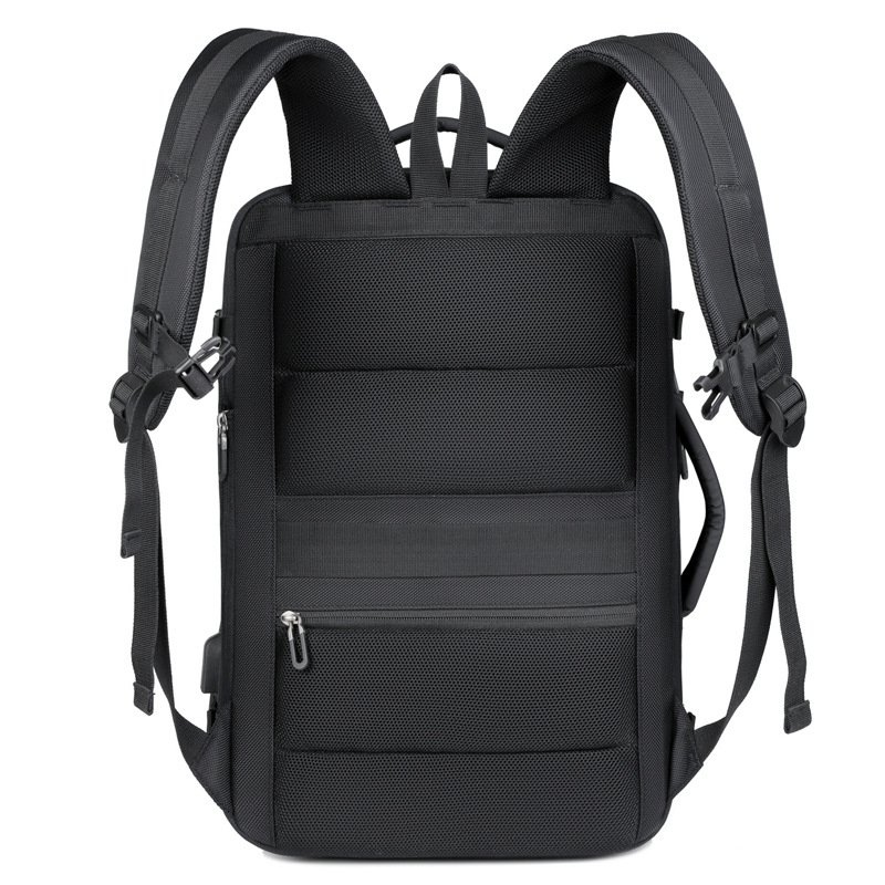 men multi-layer Expandable black business backpack with usb charging port Oxford large capacity travel hiking mountain backpack