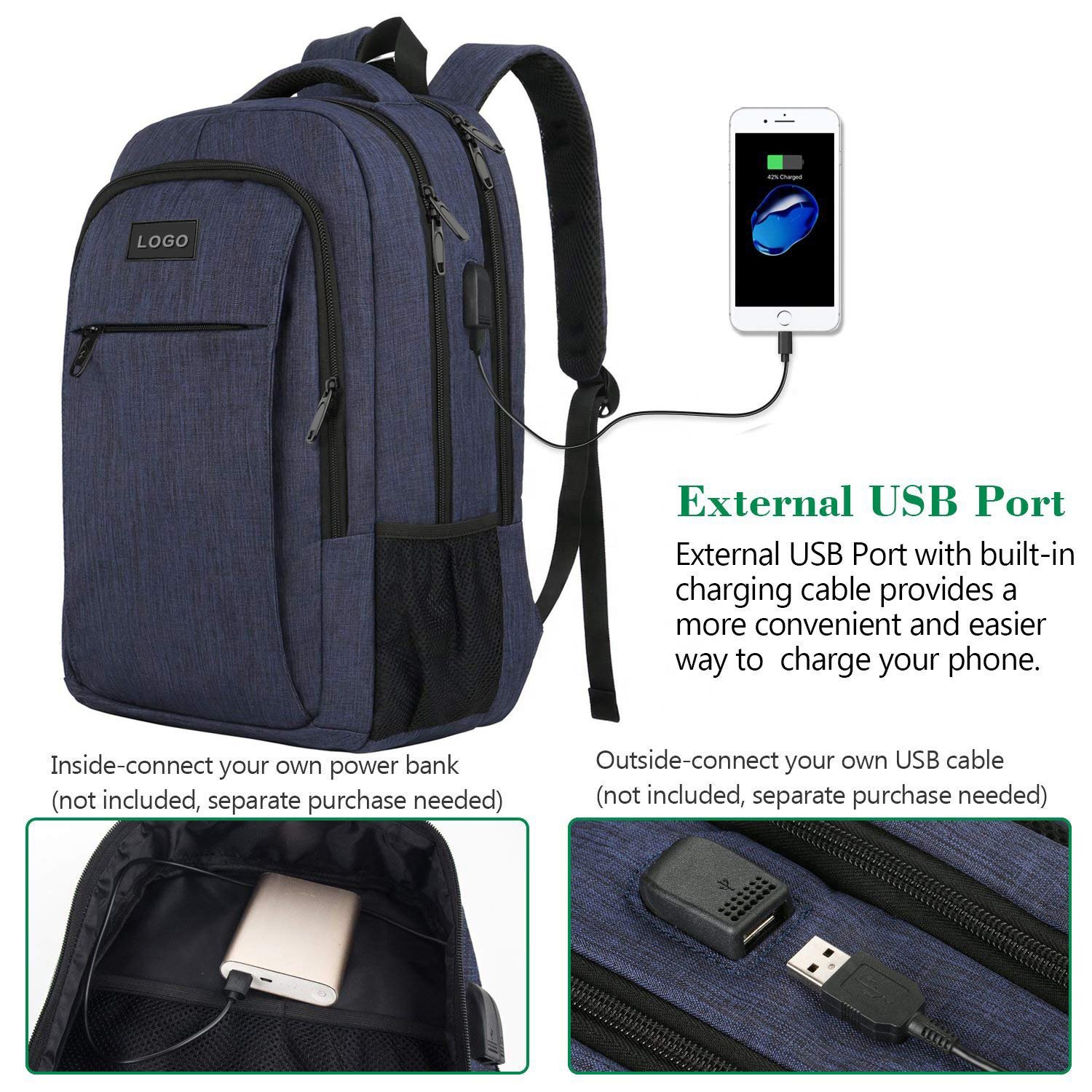 Custom Logo Waterproof Travel Laptop Backpack With USB School Computer Bag Men Slim Women Oxford Anti-Theft Business Backpack