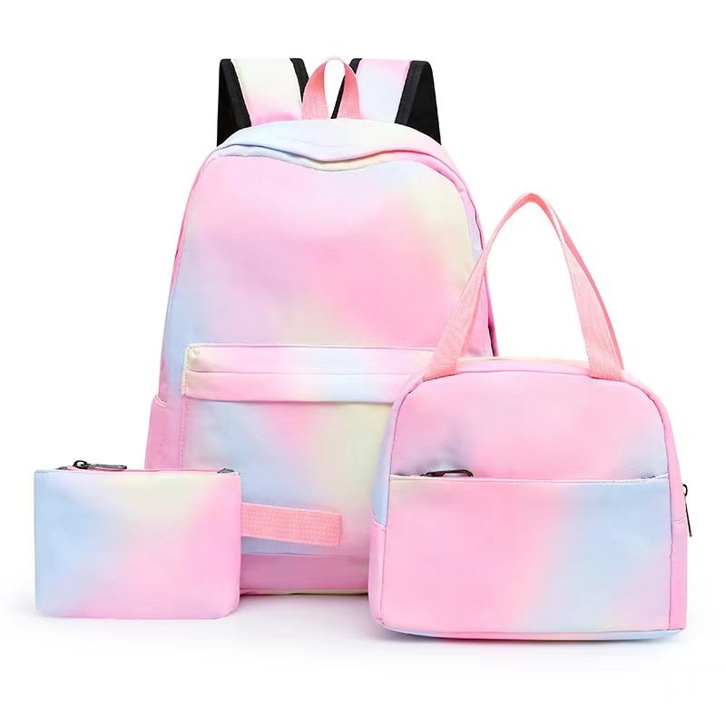 Low Price Cartoon Strawberry Printing Waterproof Backpack Pink Book School Bags for Girls Backpack with pencil case