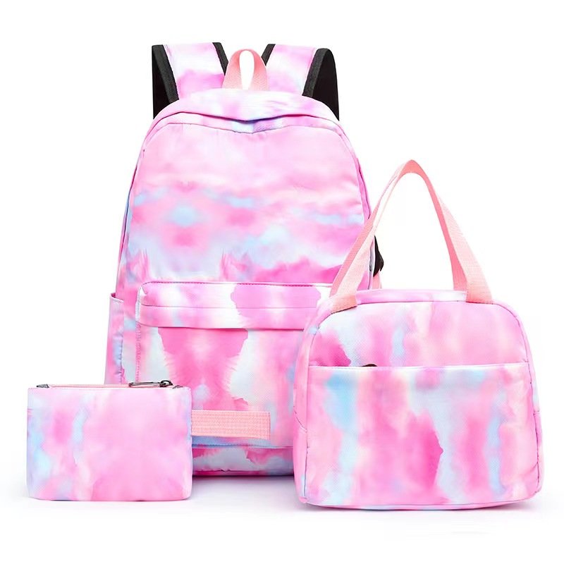 Low Price Cartoon Strawberry Printing Waterproof Backpack Pink Book School Bags for Girls Backpack with pencil case
