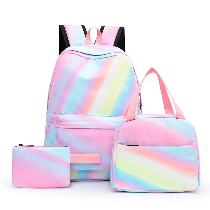 Low Price Cartoon Strawberry Printing Waterproof Backpack Pink Book School Bags for Girls Backpack with pencil case