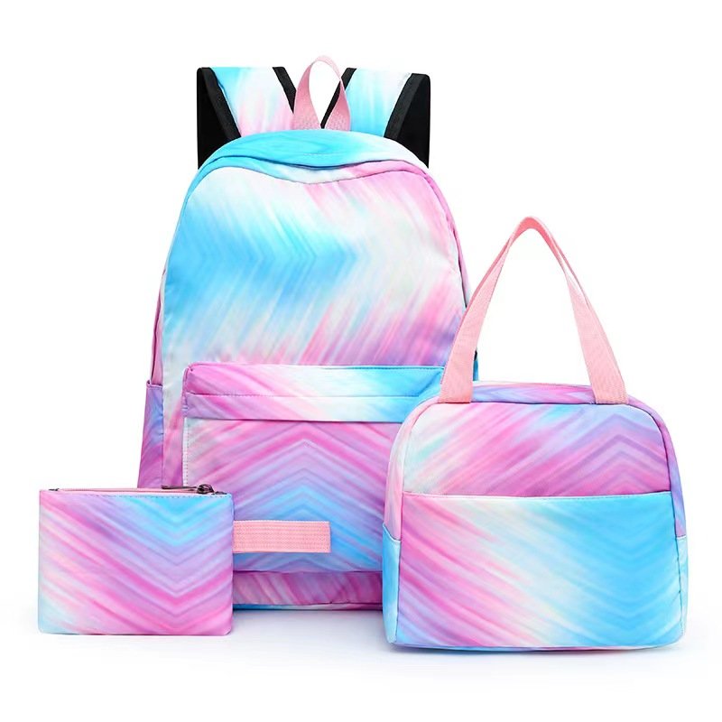 Low Price Cartoon Strawberry Printing Waterproof Backpack Pink Book School Bags for Girls Backpack with pencil case