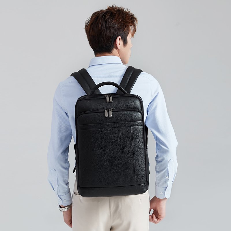2023 Top Seller Custom OEM Genuine Leather Backpack for Men Anti-Theft Smart Fingerprint Lock Laptop Backpack