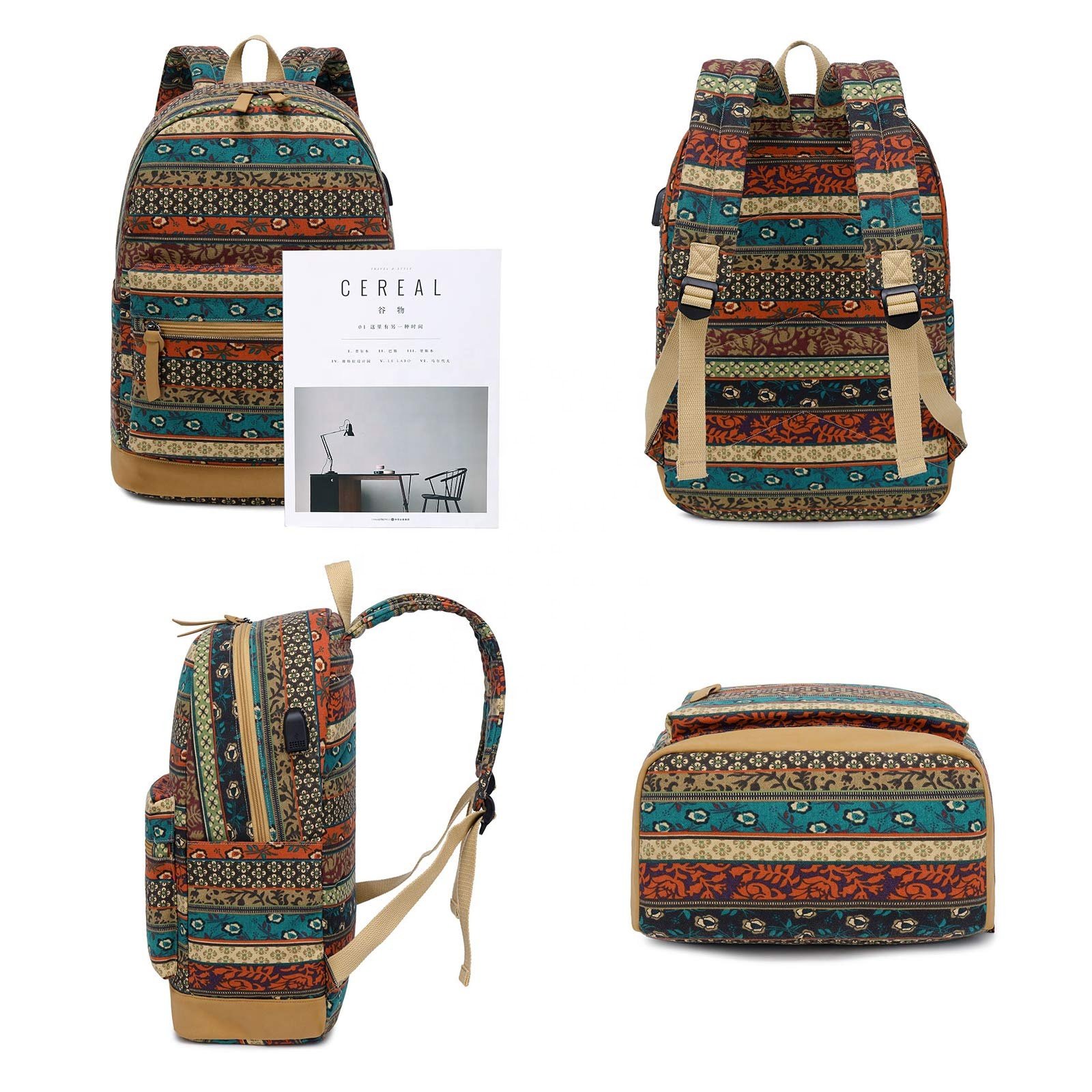 Backpack school bag printed backpacks Large Capacity Teens Student Laptop Backpacks 3Pcs School Bags Set