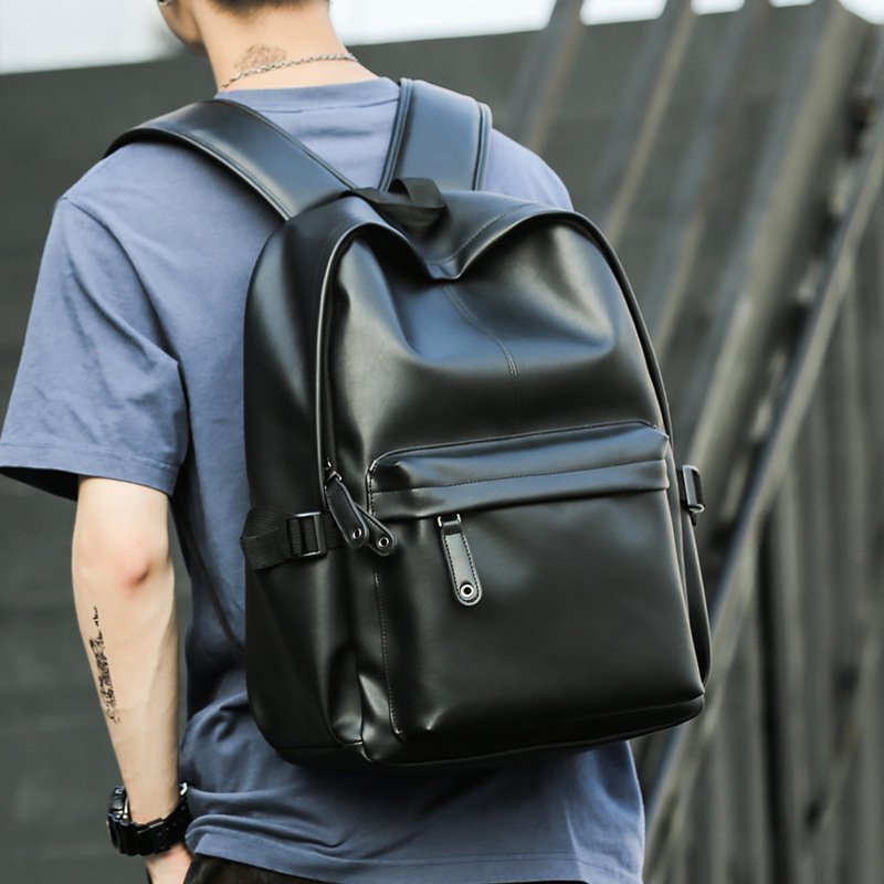 Men's Vegan Capacity Leather Backpack Laptop Backpack Bag High Quality Bookbag for College Student