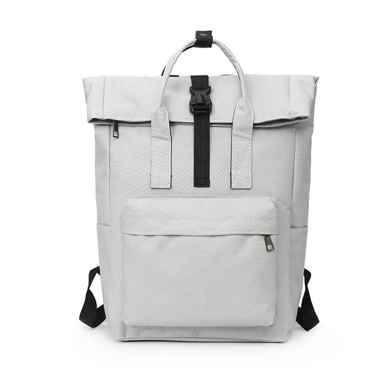 White mens travel backpack bags expendabled roll top rucksack durable large college school book bags anti theft casual daypack