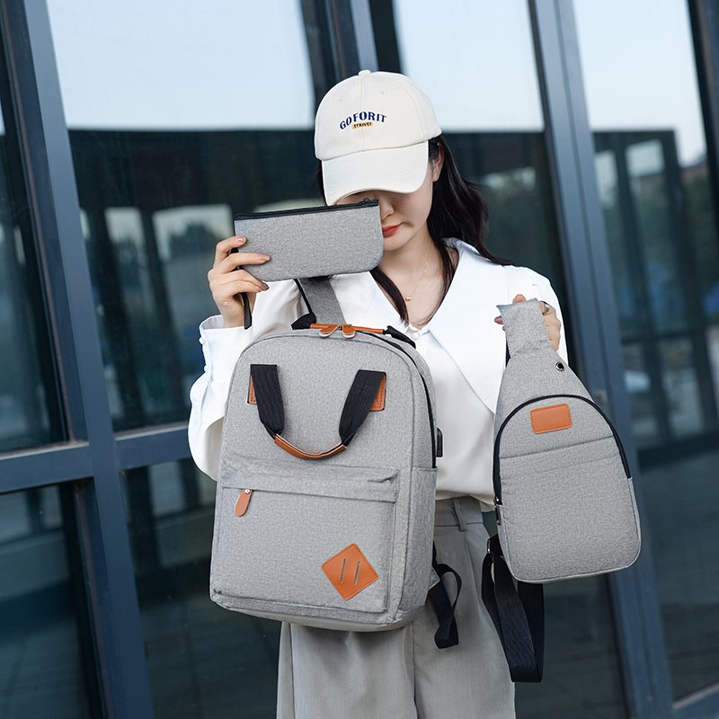 MU 3 In 1 Laptop Backpack Set Cross border new products USB business style large capacity travel leisure bag laptop backpack set
