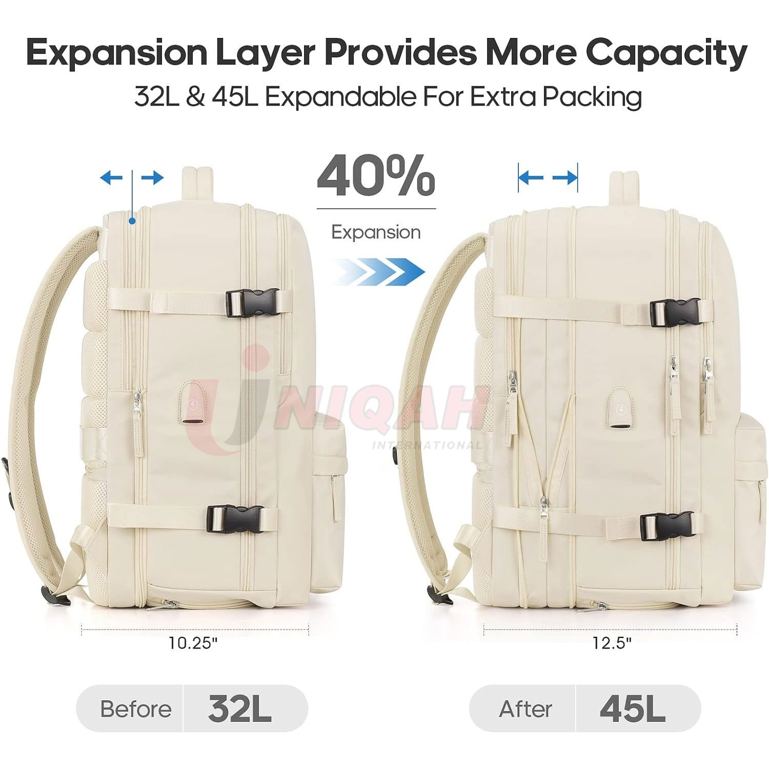 Large Travel Backpack Women Men 45L Expandable Carry On Backpack 17 Inch Laptop Backpack Waterproof College Business