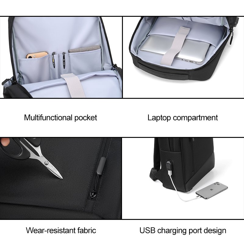 Custom LOGO Fashion Teenager Waterproof College School Bag Business Men Multifunctional Travel USB Laptop Backpack