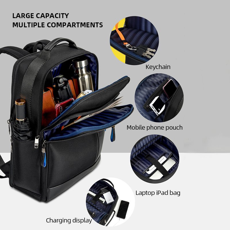 Computer Laptop Backpack College Backpack with USB for Men Customized Multi Functional Waterproof Logo Blank Male Oxford