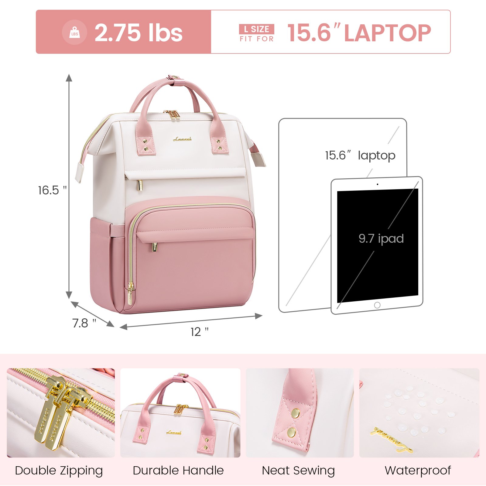 LOVEVOOK 15.6 17 in PU Leather Laptop Backpacks Woman Business Work Travel Back Packs Large Fashion Computer School Student Bags