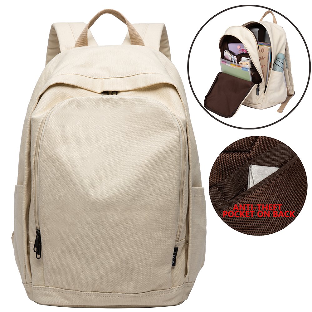 Eco-friendly Canvas Backpack For Men Women Large Capacity Multi-Pocket Laptop Backpack