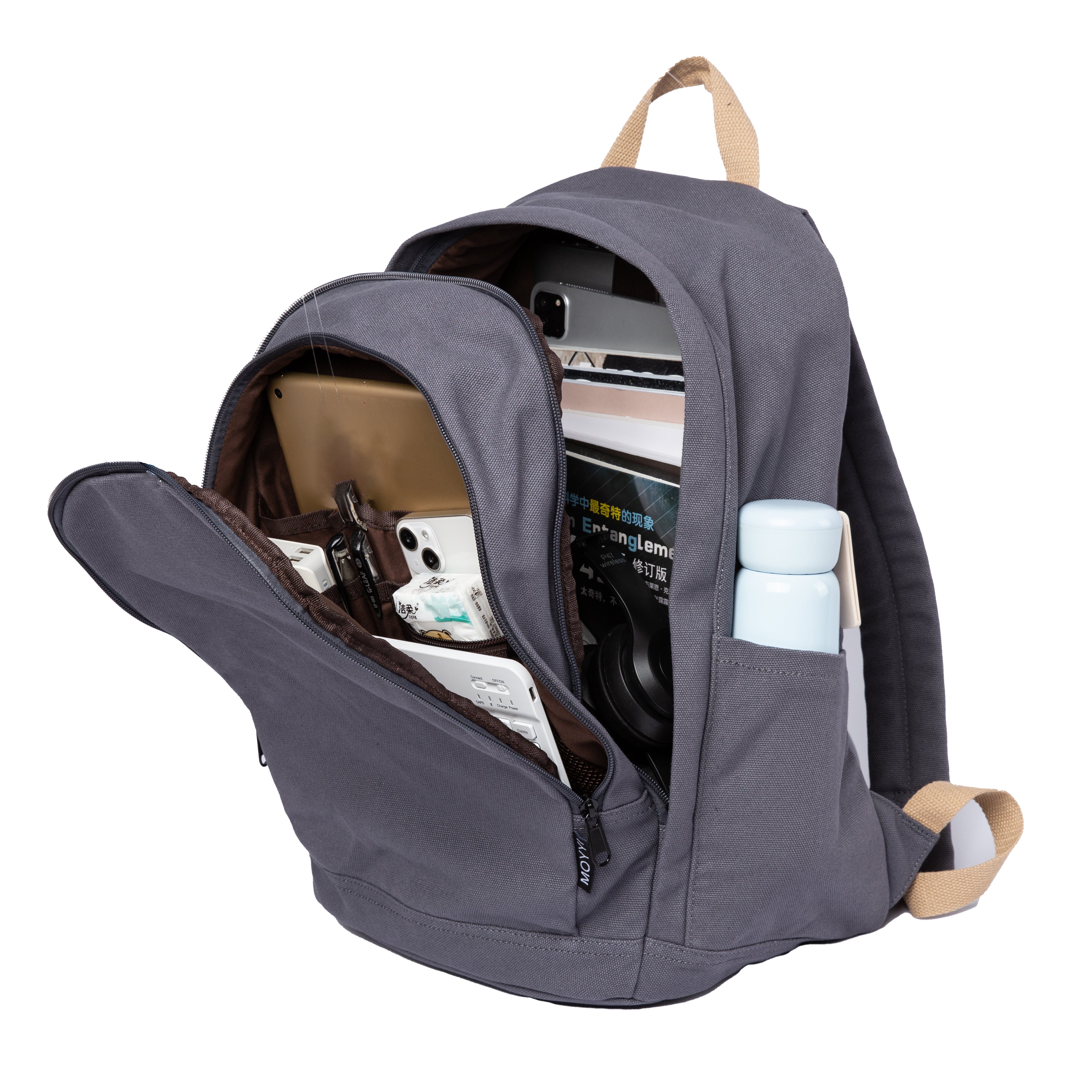 Eco-friendly Canvas Backpack For Men Women Large Capacity Multi-Pocket Laptop Backpack
