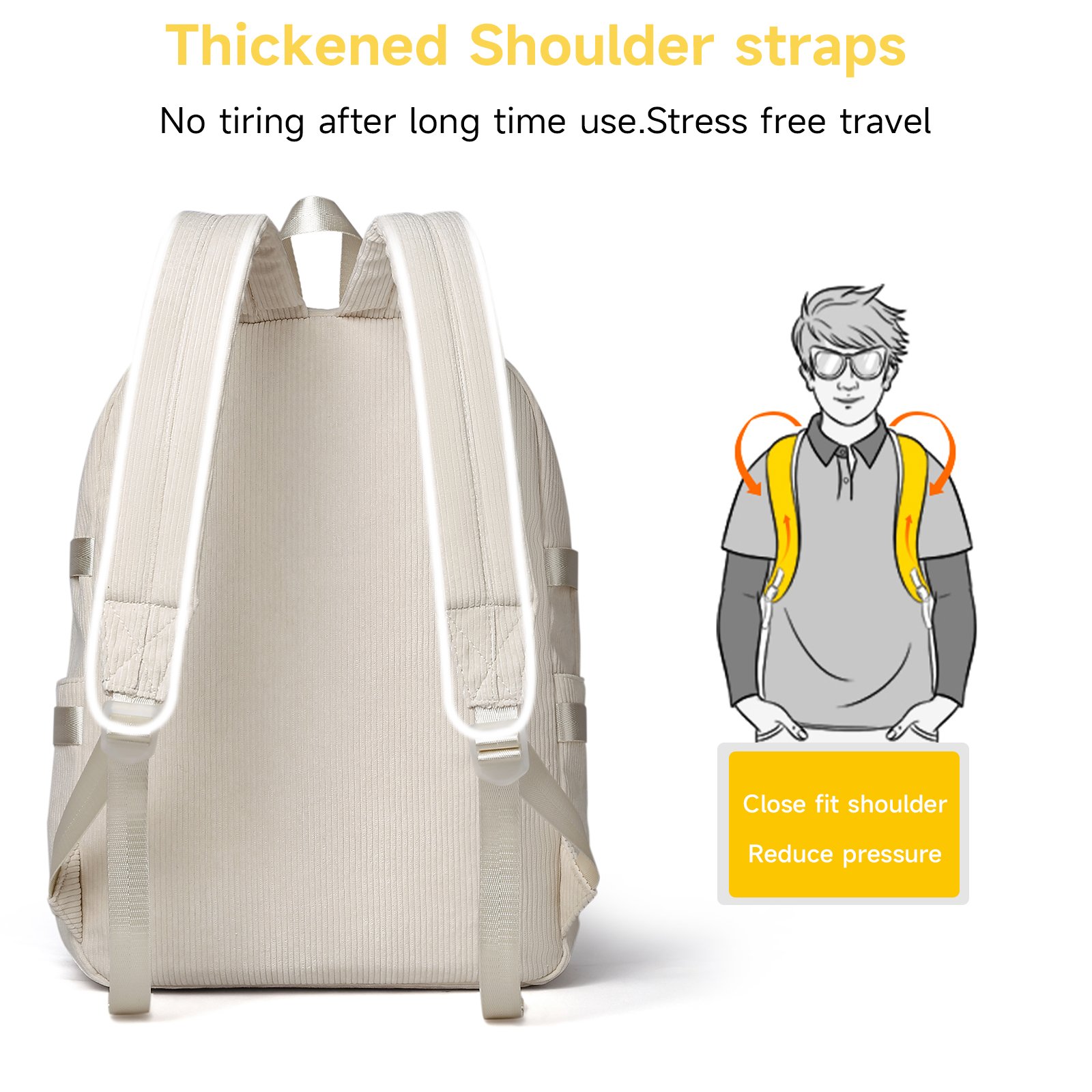 Corduroy Aesthetic Backpack for Girls Lightweight Laptop Backpack for College Casual Corduroy Backpack