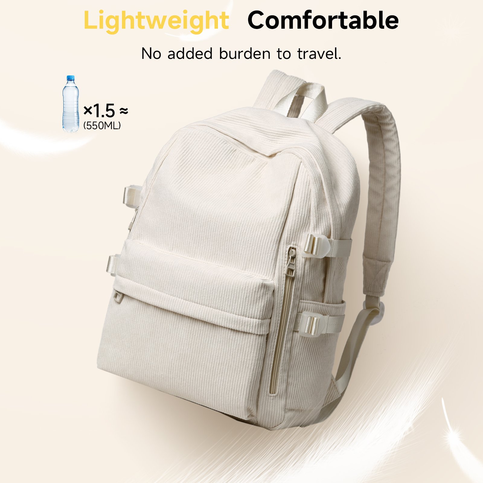 Corduroy Aesthetic Backpack for Girls Lightweight Laptop Backpack for College Casual Corduroy Backpack