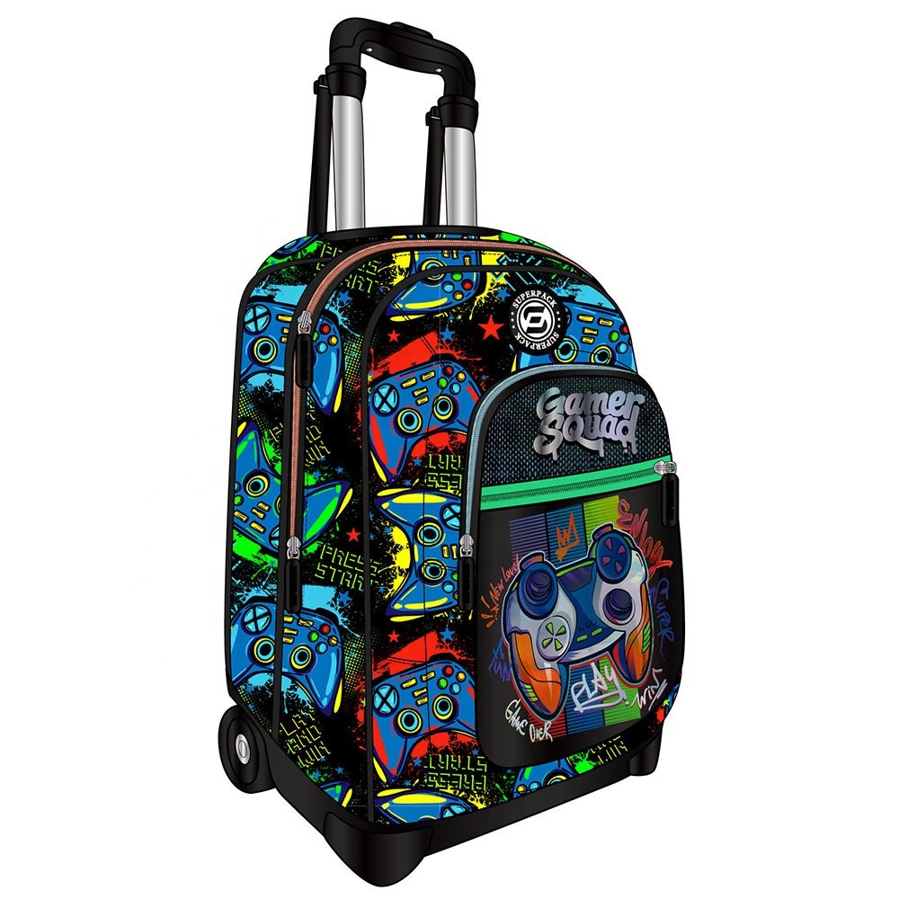 Fashion 3 in 1 Teenage Trolley School Bag Set Kids Teens Boys Backpack with Lunch Bag Pencil Case
