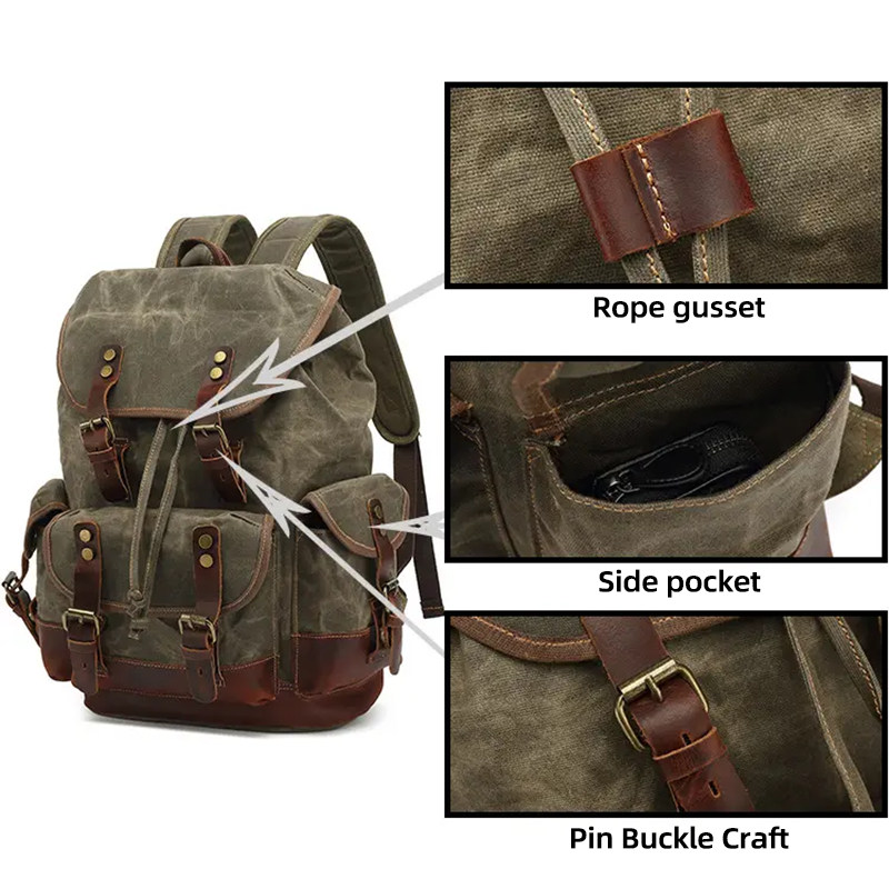 Rucksack Backpack Man Design Backpack Anti Theft Canvas Rucksack Vintage Laptop Back Pack Bag Men Leather Backpack