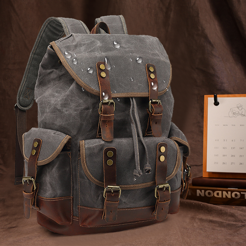 Rucksack Backpack Man Design Backpack Anti Theft Canvas Rucksack Vintage Laptop Back Pack Bag Men Leather Backpack