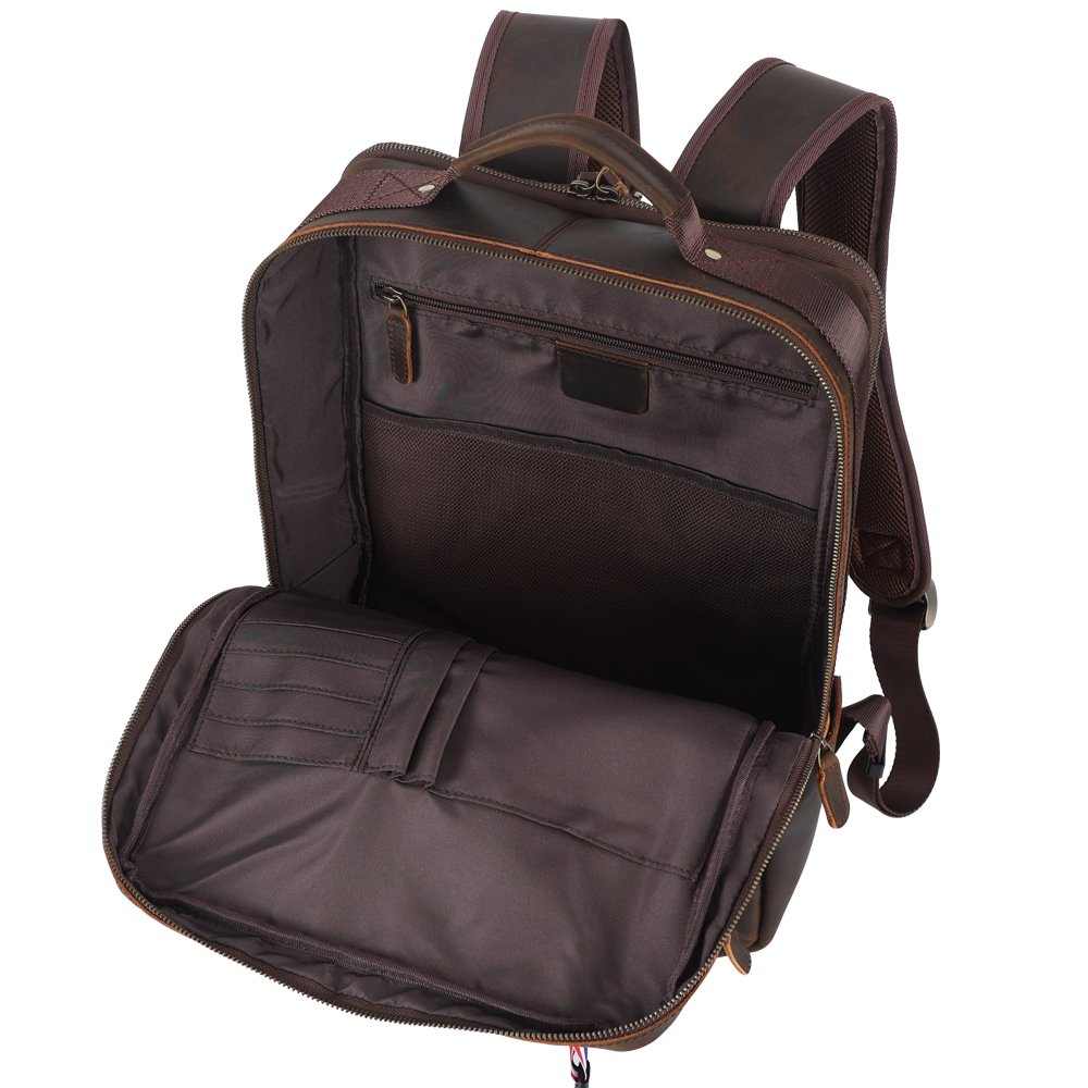 New Design Genuine Leather Men's Backpack Vintage Outdoor Crazy Horse Cowhide Laptop Backpack for Travelling Dropshipping