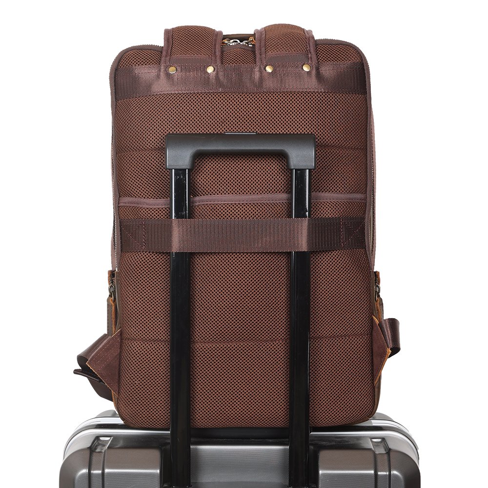 New Design Genuine Leather Men's Backpack Vintage Outdoor Crazy Horse Cowhide Laptop Backpack for Travelling Dropshipping