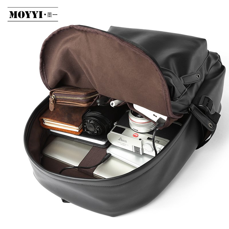 Pu Vegan Leather School Backpack For Men Laptop Collage Bags Student Rucksack Men's backpack