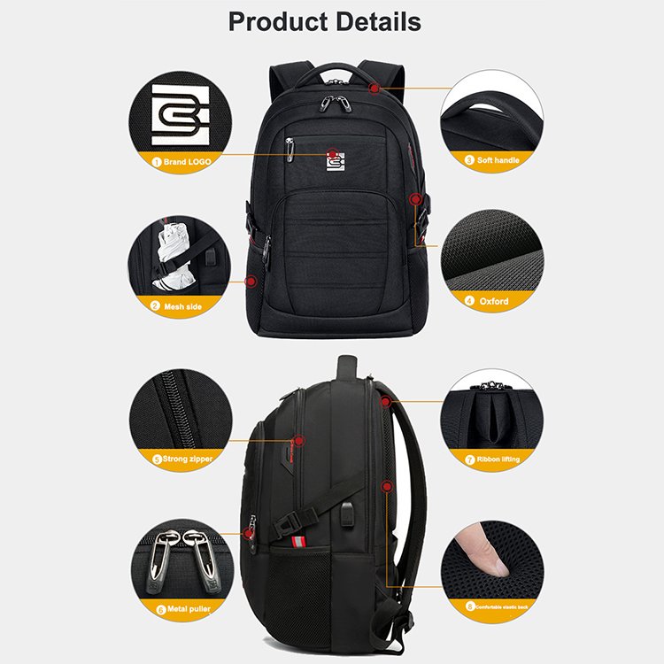Multifunctional Waterproof Oxford Office Computer Bag Men Large Backpacks Anti-theft Outdoor Sports Backpack with Usb Custom