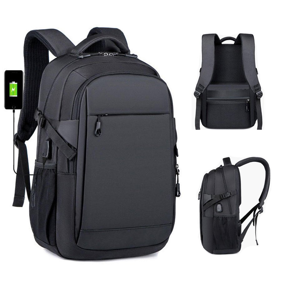 Custom Logo 15.6 Inch Waterproof Oxford PU Material Laptop Business Back Pack Wholesale School Travel Backpack