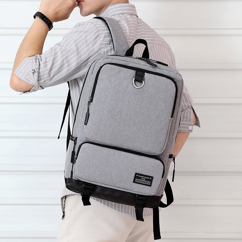 Men Stylish Casual Durable Waterproof Nylon Travel Business School Laptop Backpack Bag With USB Charging