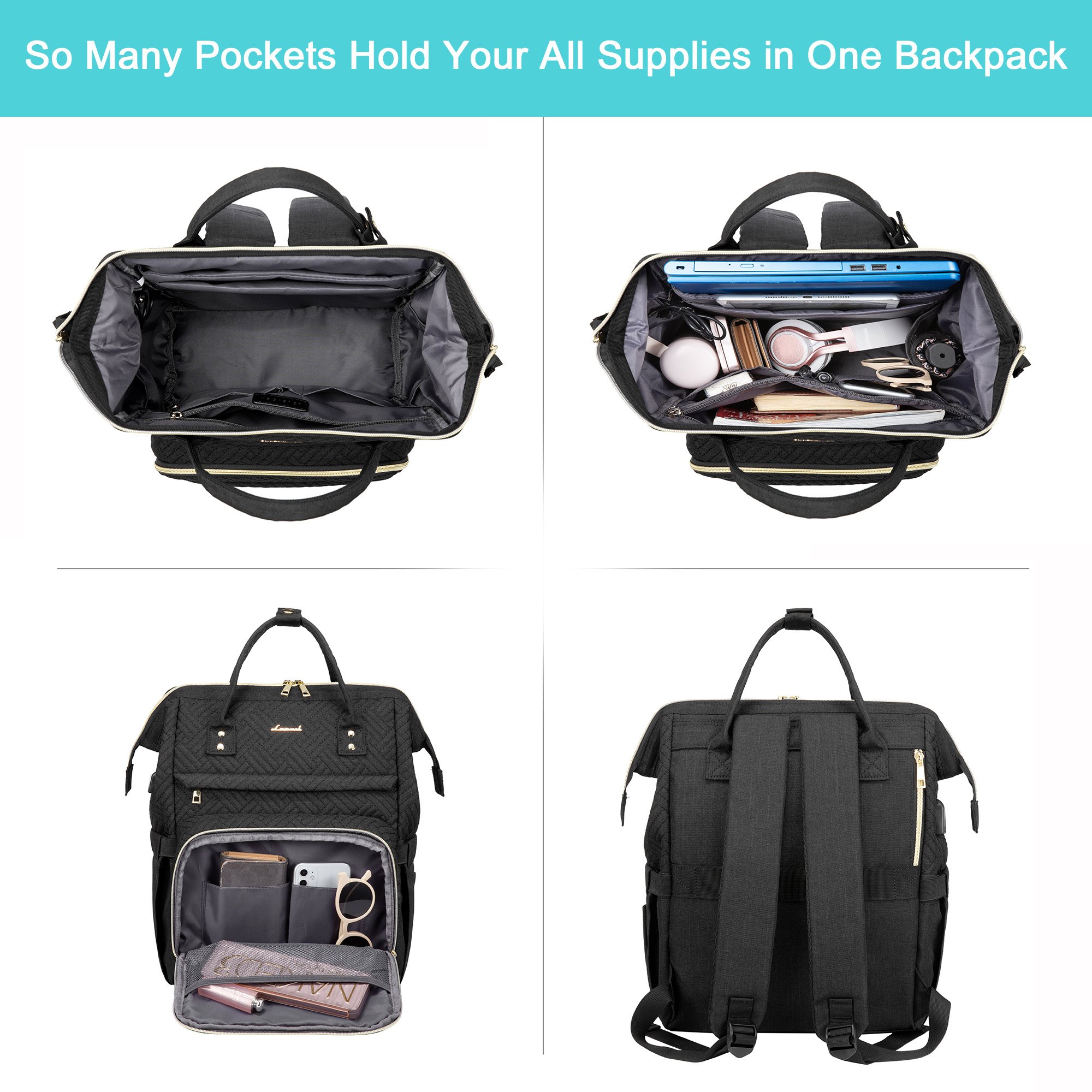 LOVEVOOK 15.6 In Professional Travel Plait Backpack Purse Computer Bag Waterproof Work Bags Carry on Laptop Backpack with USB