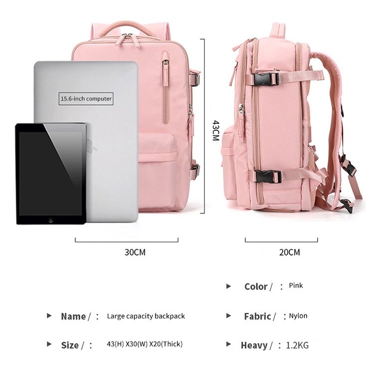 Multifunctional Nylon Soft Solid Multi-pocket Travel Zipper Laptop Women Backpack Usb Charging Backpack