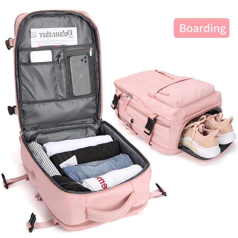 Multifunctional Nylon Soft Solid Multi-pocket Travel Zipper Laptop Women Backpack Usb Charging Backpack