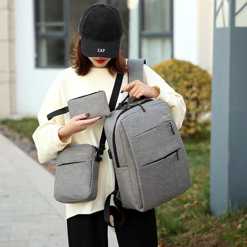 2024 Biaowang Cute Ladies' Black Nylon Laptop Backpack Waterproof Notebook Bag with Reflective Tape Customizable School Hiking